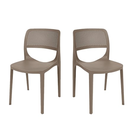 Rainbow Outdoor Mila Set of 2 Stackable Side Chair-Cappuccino RBO-MILA-CAP-SC-SET2